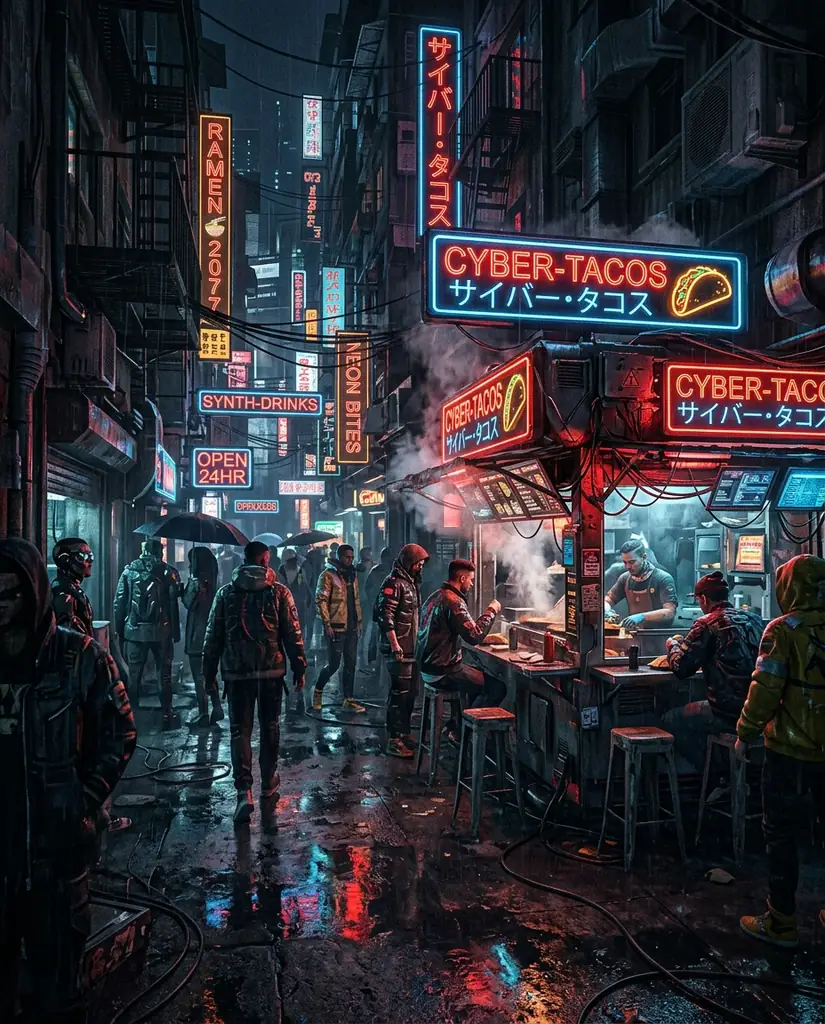 Neon skyscrapers of Neo-Salsa City